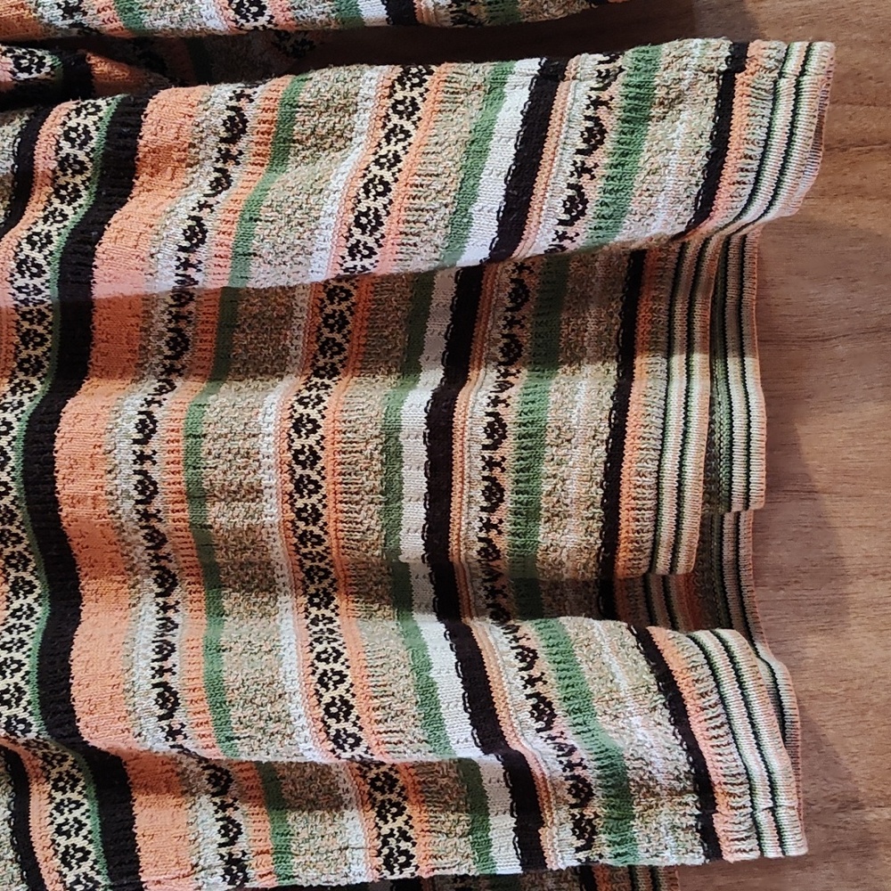 Vintage B-Young Denmark Womens Grandpa Sweater Peach Brown Green Cotton Blend 2X - Picture 4 of 11